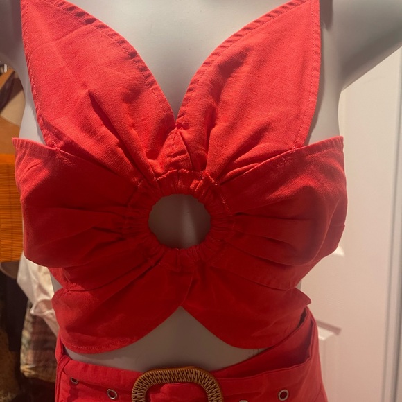 Red Flower 3 Piece Skirt Set - Picture 2 of 3